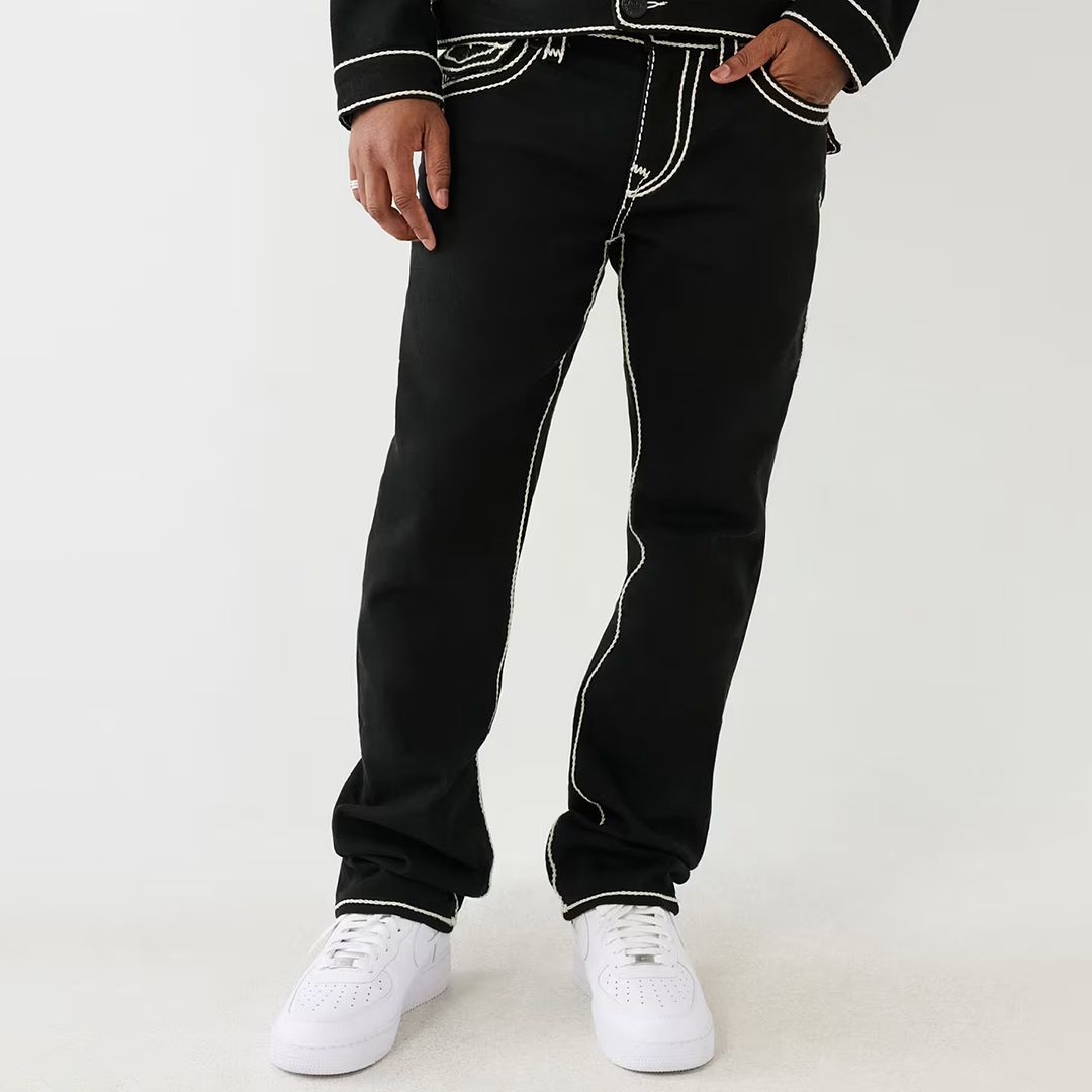True Religion Black Ricky Rope Stitch Jeans - BrandAlley