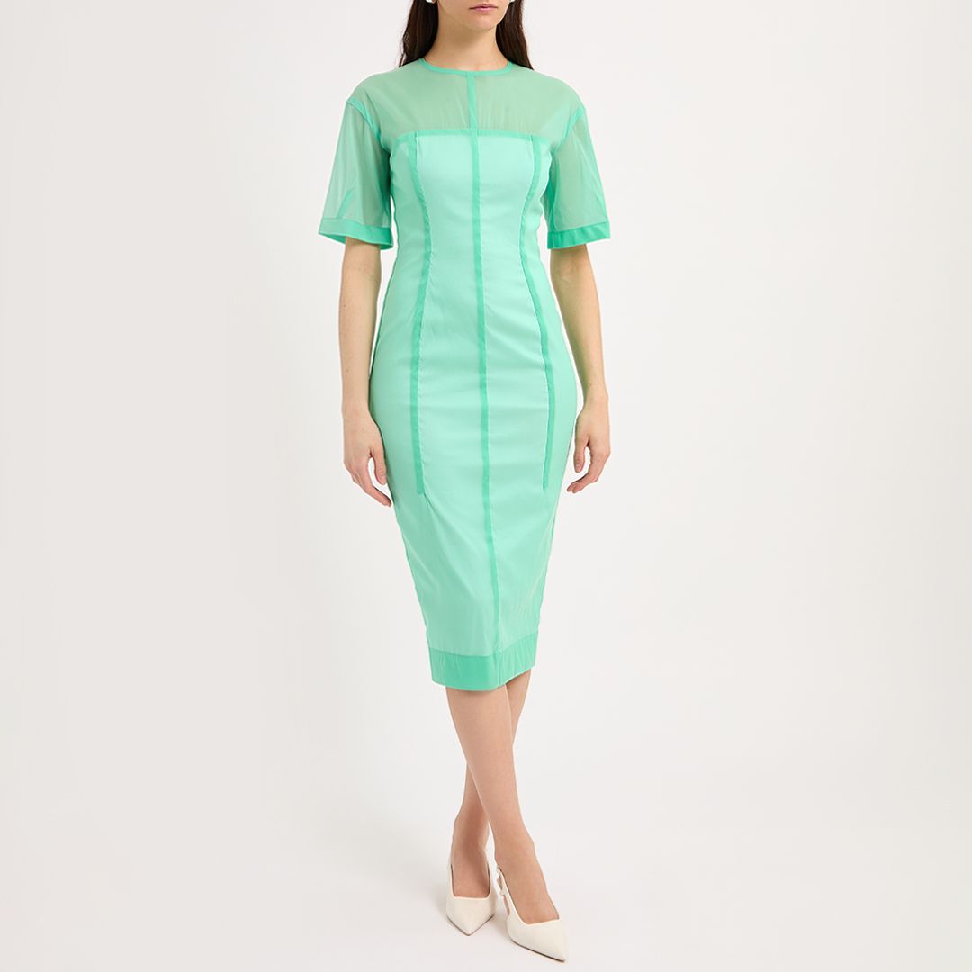 what does the green goddess dressing taste like Victoria Beckham Slash-Neck Ruched Asymmetric Midi Dress Green Size US –  Celebrity Owned main image 0