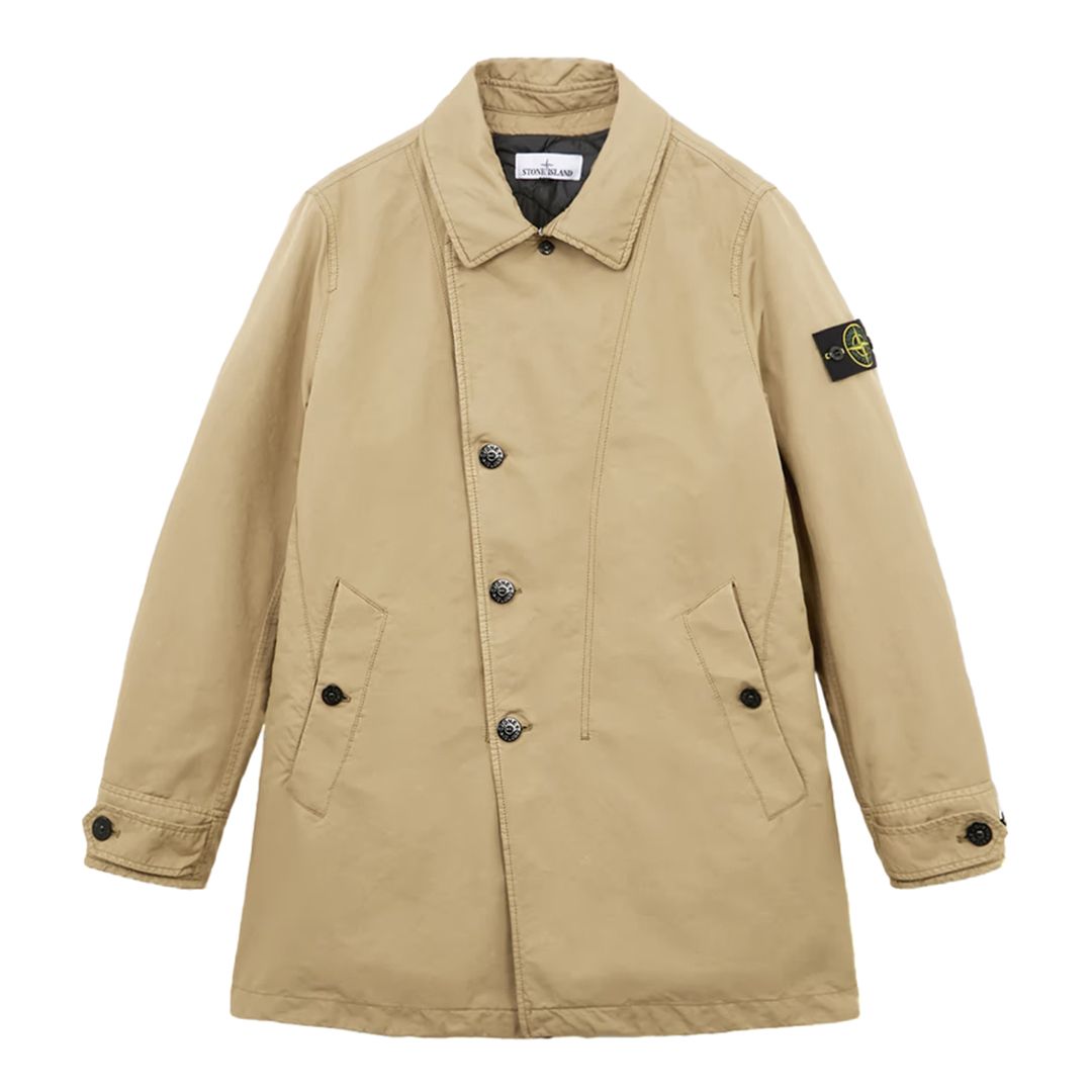 Stone Island Beige Asymmetric Short Trench Coat - BrandAlley