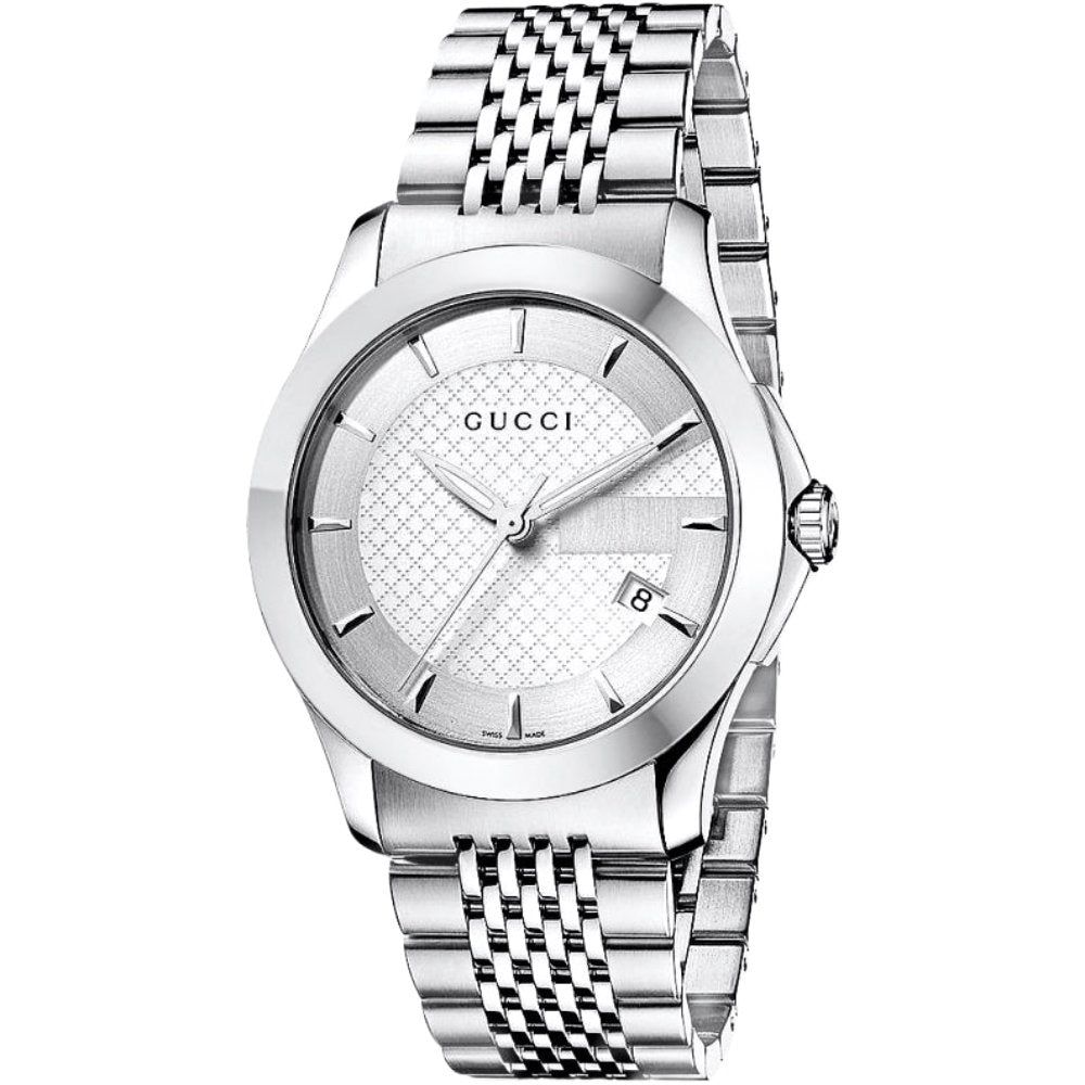 【sanzoku】 GUCCI YA126401 ホワイトダイヤル 時計 Gucci Gucci YA126401 G-Timeless Silver Dial Men's Watch - BrandAlley