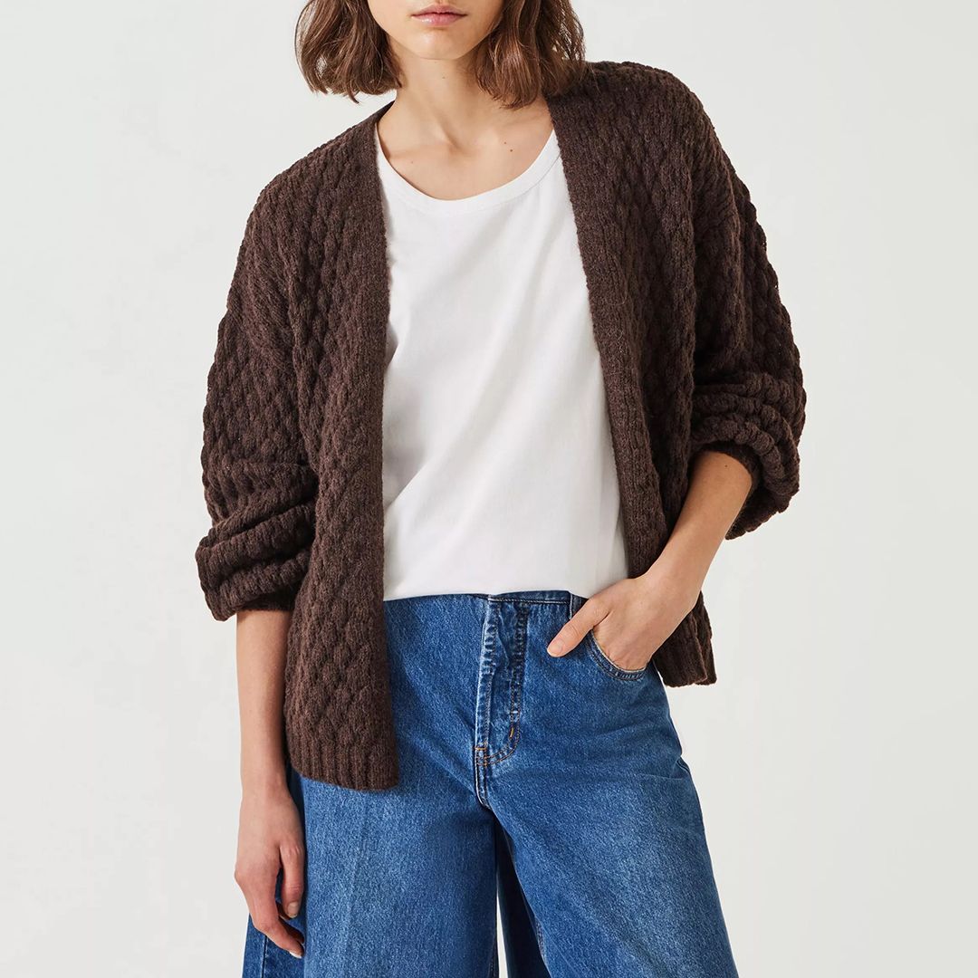 hush Chocolate Mischa Textured Cardigan - BrandAlley
