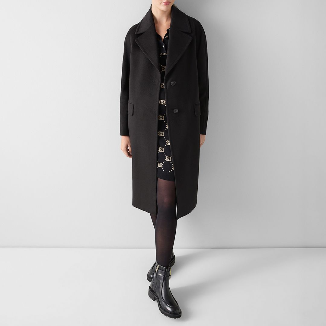 L K Bennett Black Tori Wool Blend Coat - BrandAlley