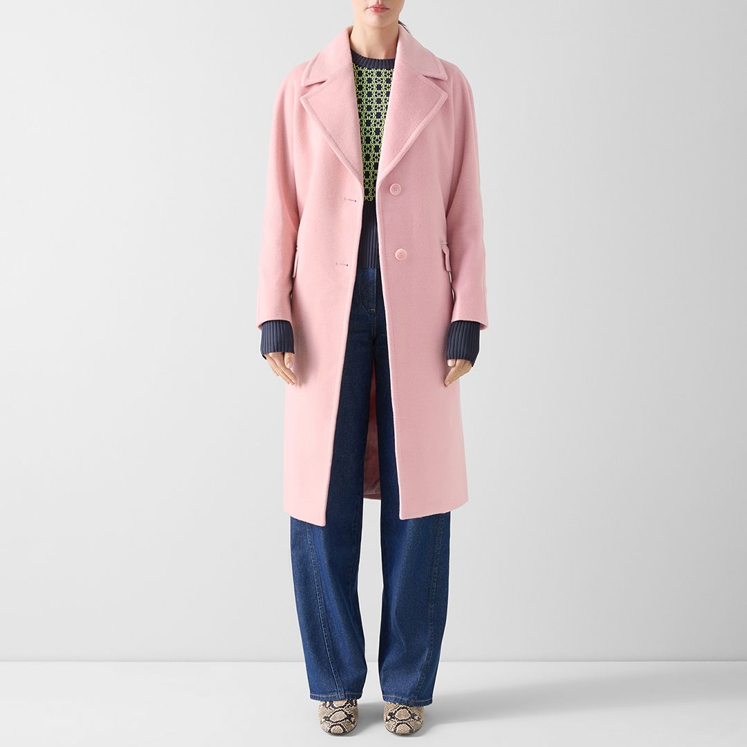 L K Bennett Light Pink Tori Wool Blend Coat - BrandAlley