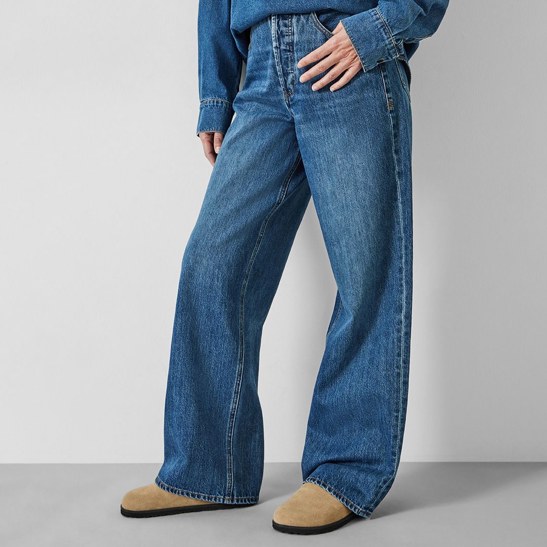 hush Mid Blue Katie Baggy Straight Jeans - BrandAlley