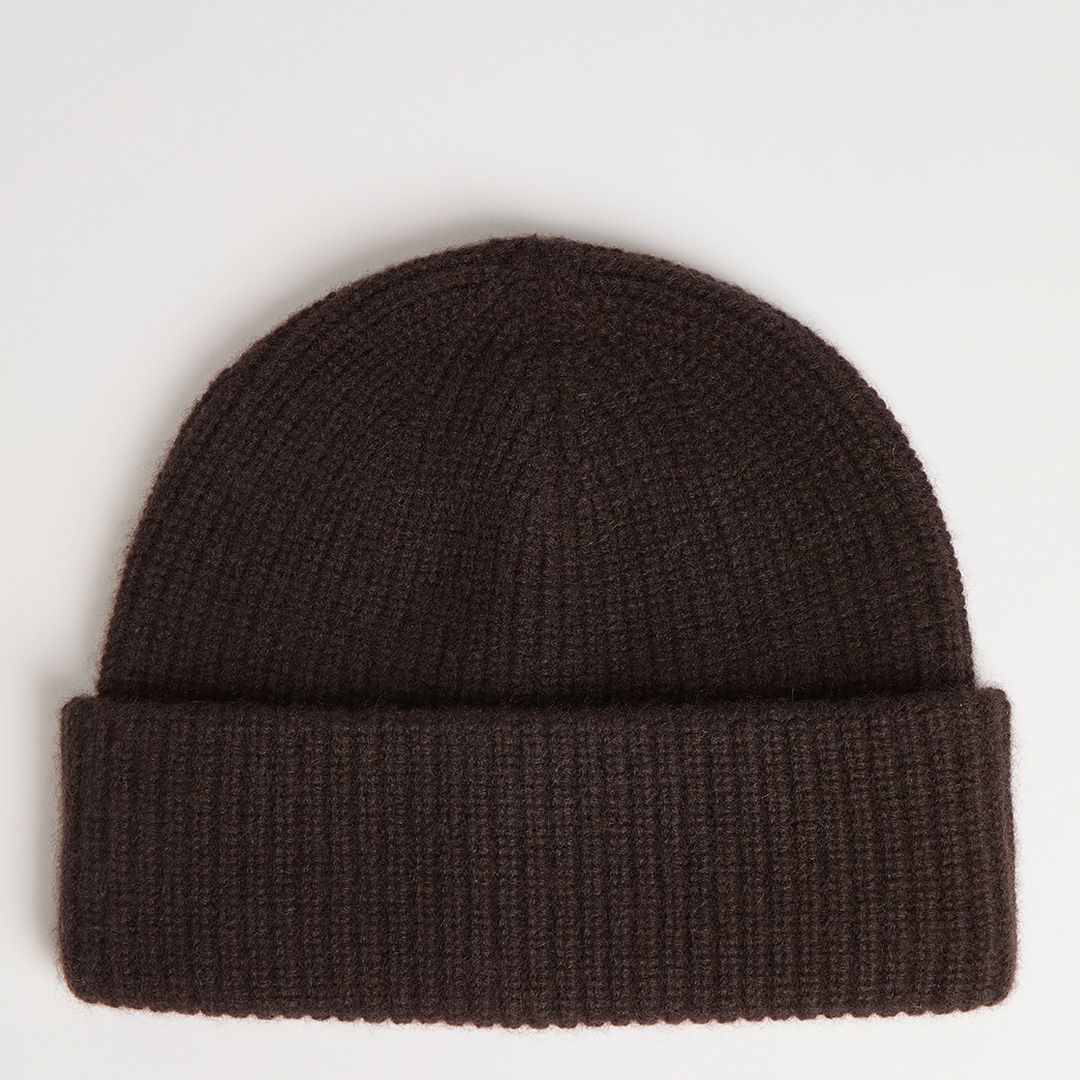 N°· Eleven Brown Cashmere Double Roll Beanie - BrandAlley