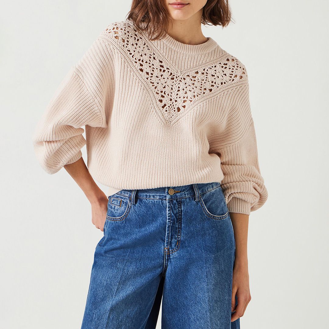 hush Ecru Louise Lace Panel Jumper - BrandAlley