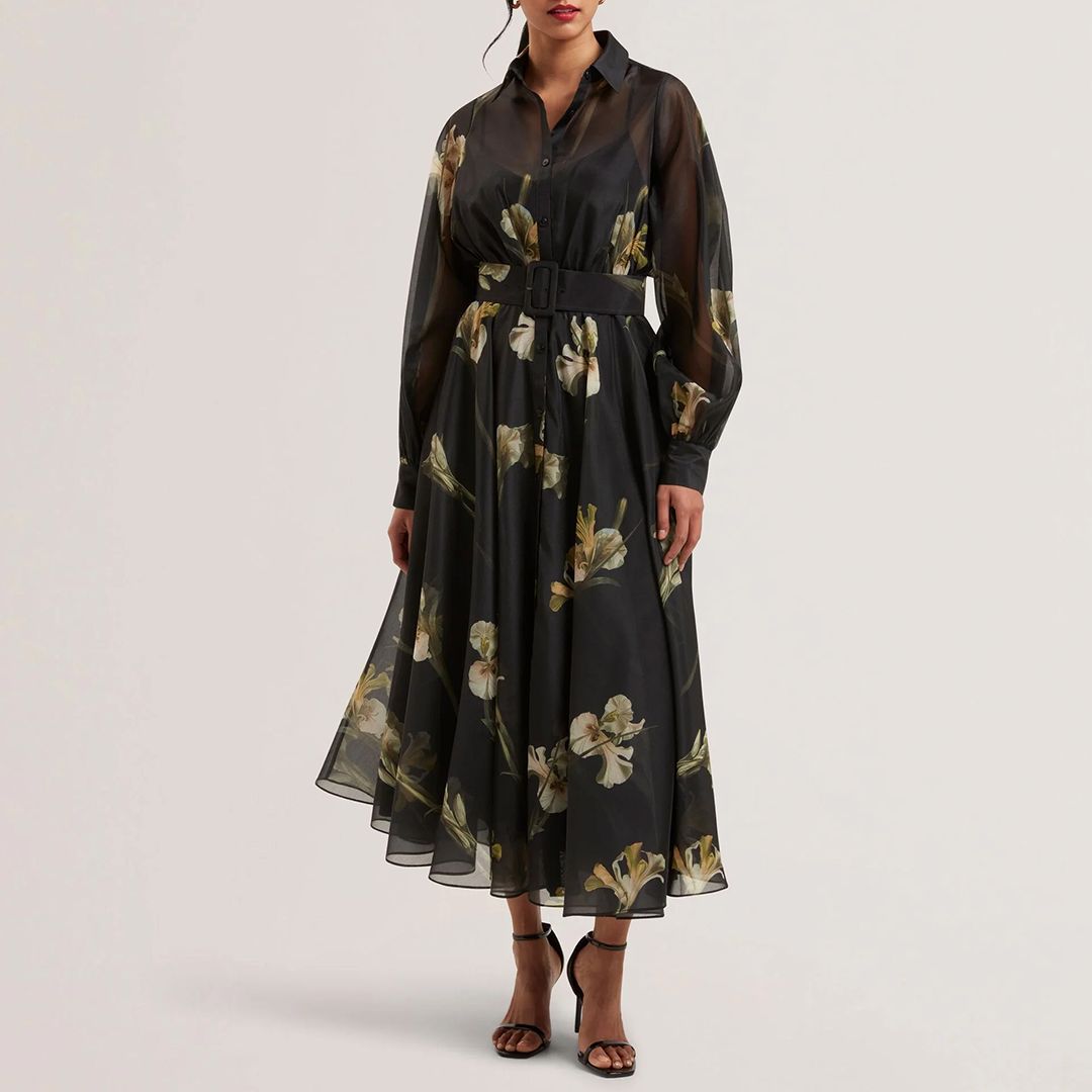 sachin and babi light blue dress Ted Baker Black Slim Fit Dress with Butterfly Print (Sold)