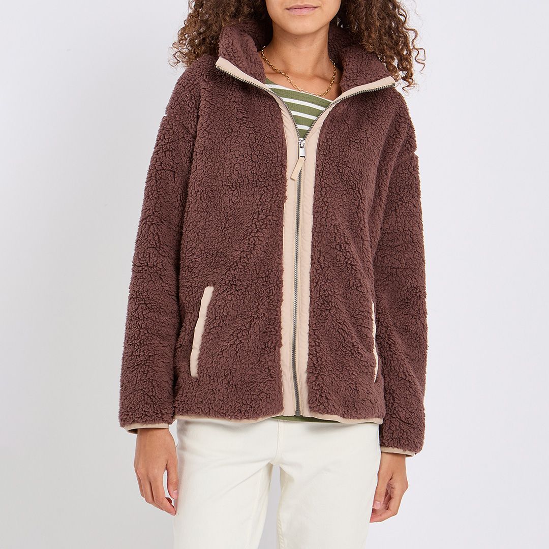 Joules Chocolate Tilly Contrast Zip Fleece - BrandAlley