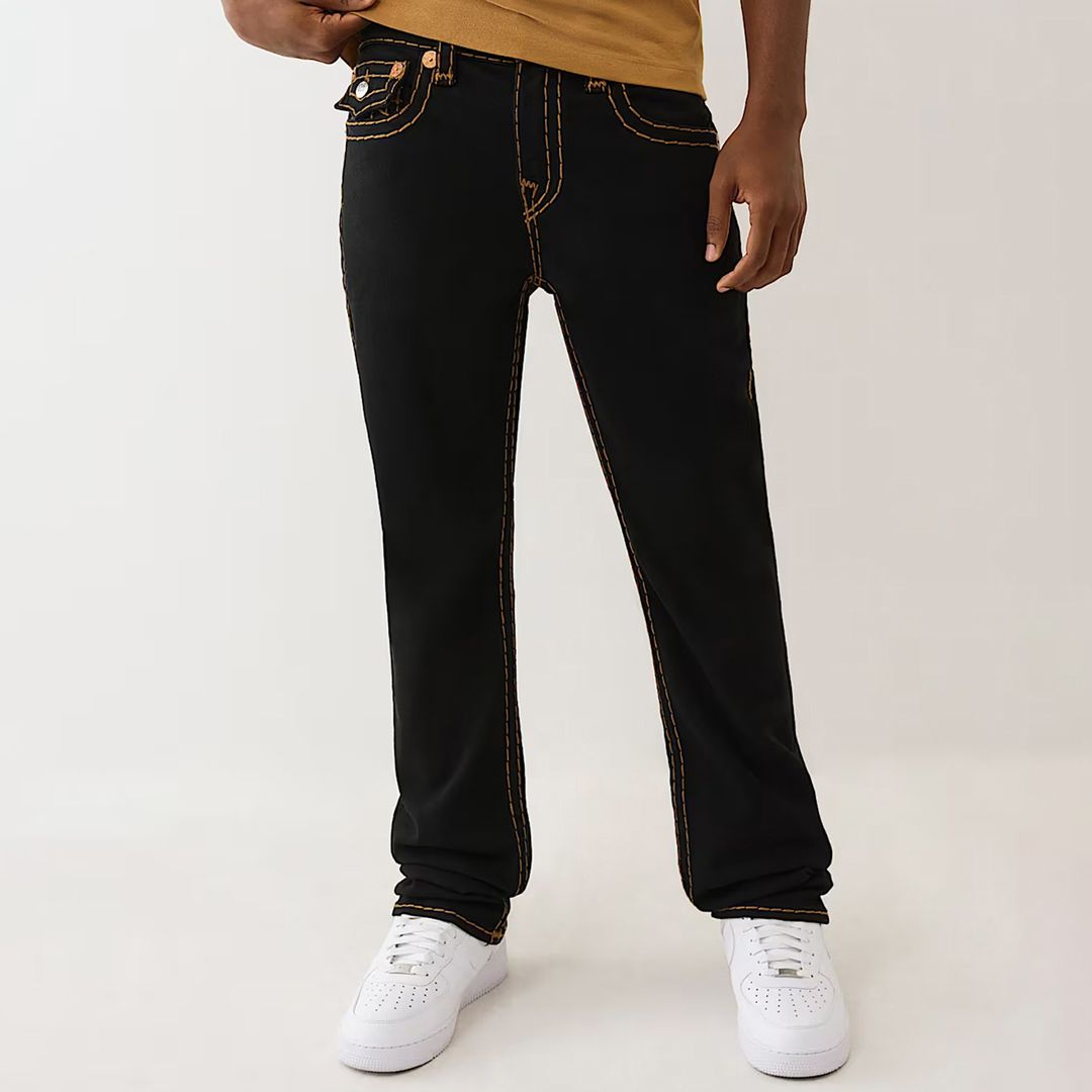 True Religion Black Ricky Super T Straight Stretch Jeans - BrandAlley