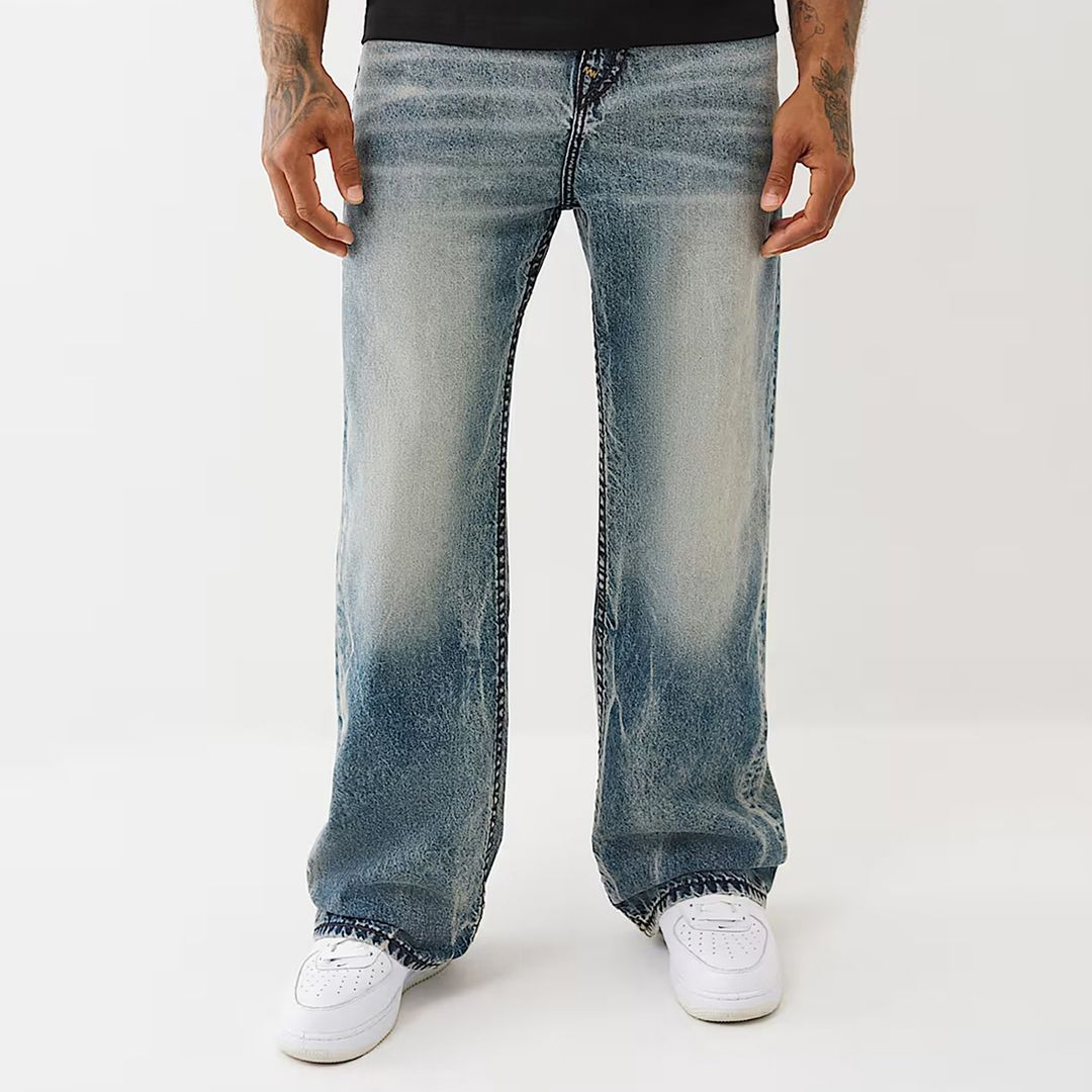 True Religion Mid Blue Vinny Super T Baggy Jeans - BrandAlley
