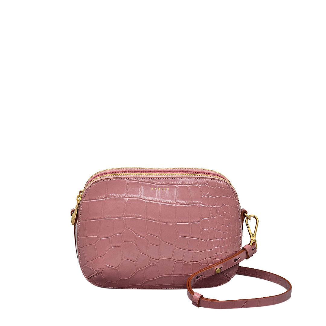 Radley French Rose Pink Dukes Place Faux Croc Medium Zip Top