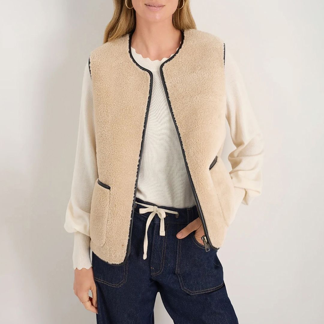 Wyse Ecru Willow Borg Gilet - BrandAlley