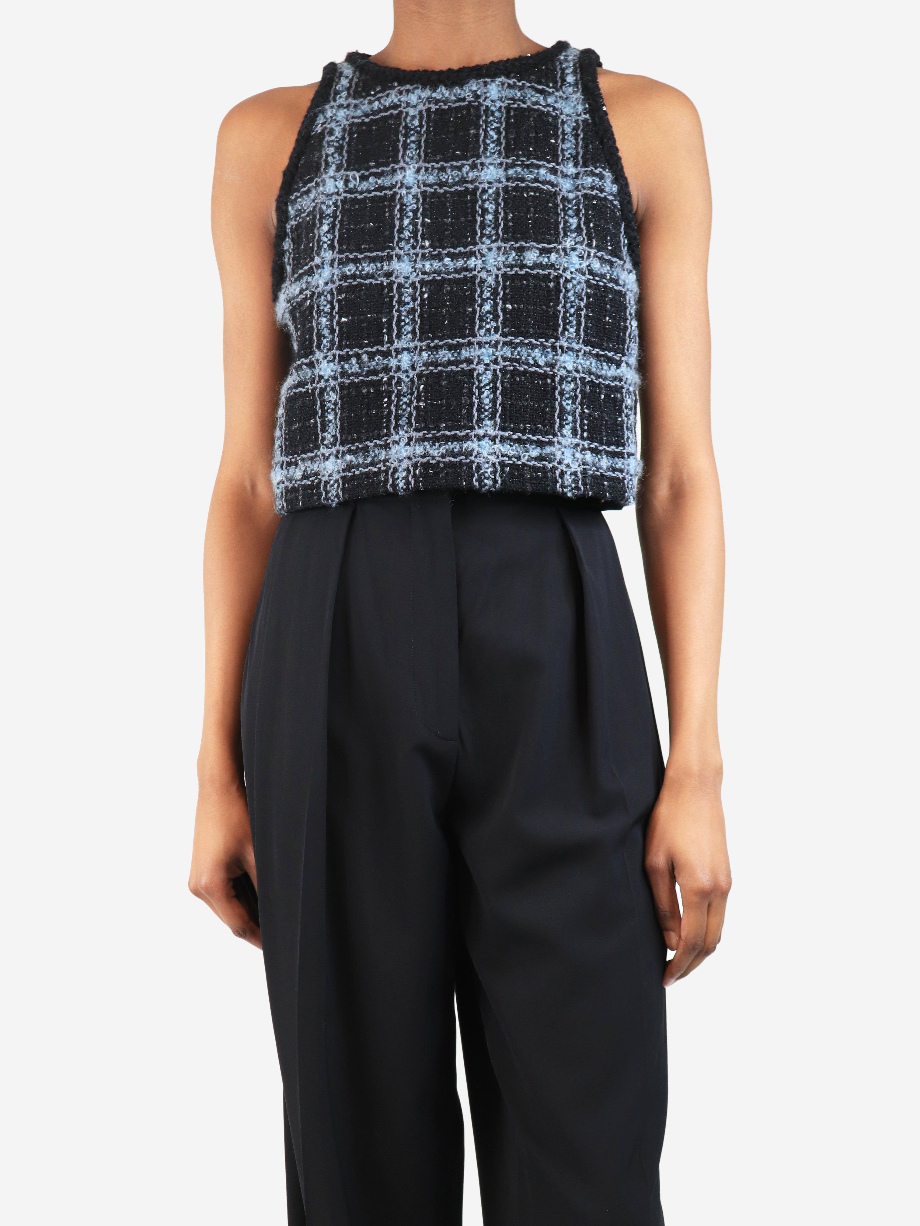 Pre-Loved Chanel Black and blue tweed vest top - BrandAlley
