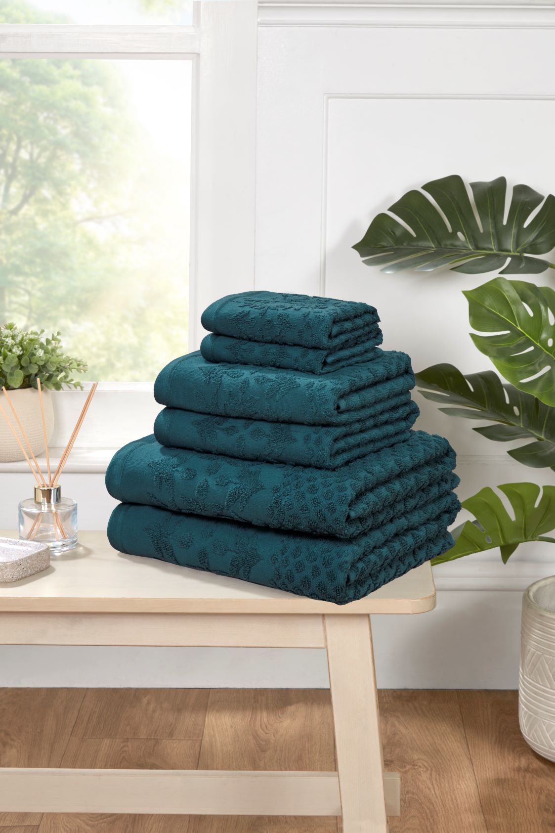Rapport Versailles Jacquard 6 Piece Cotton Towel Bale Set (Lagoon