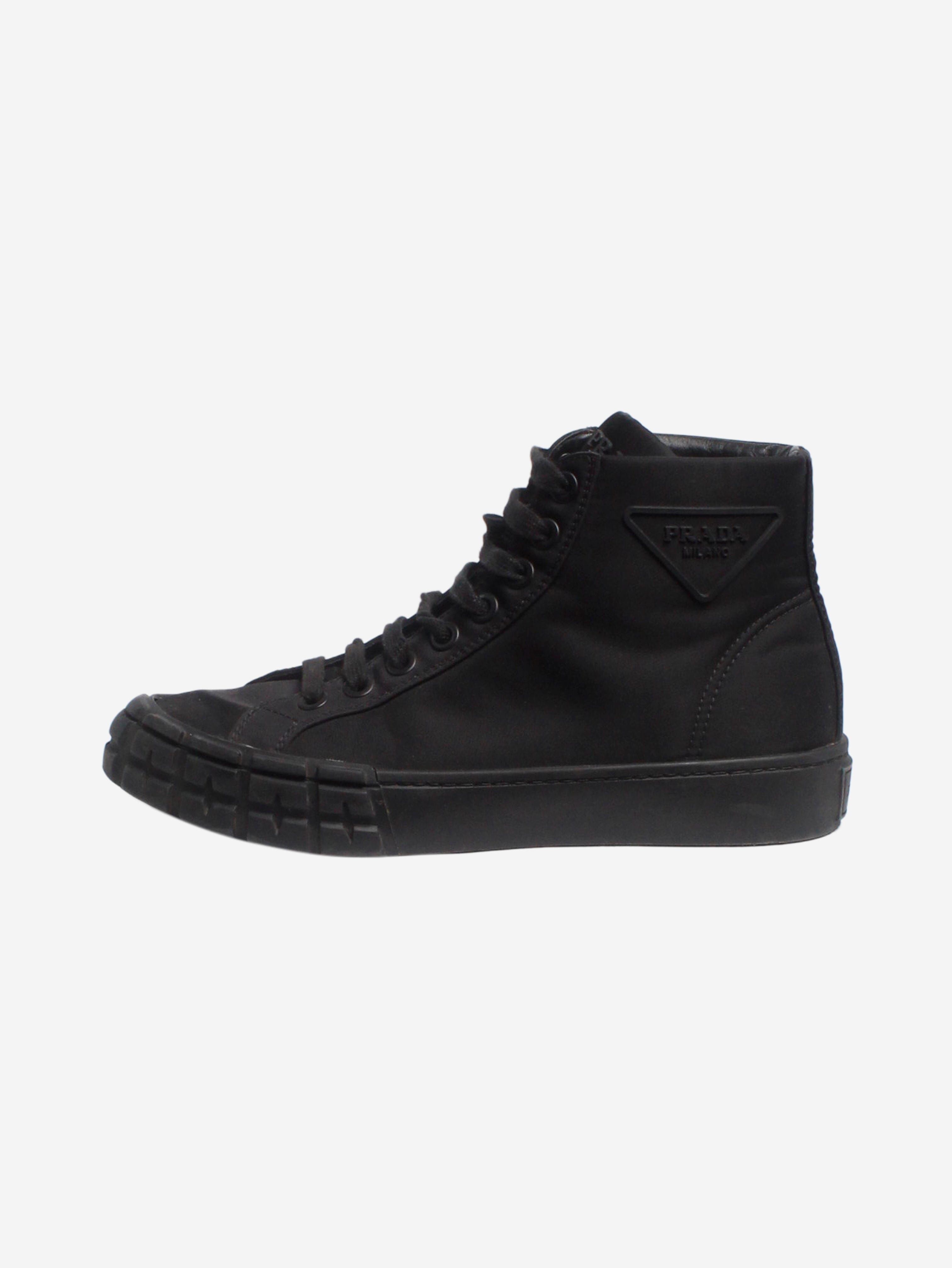 Pre-Loved Prada Black Cassetta Wheel high-top trainers - BrandAlley