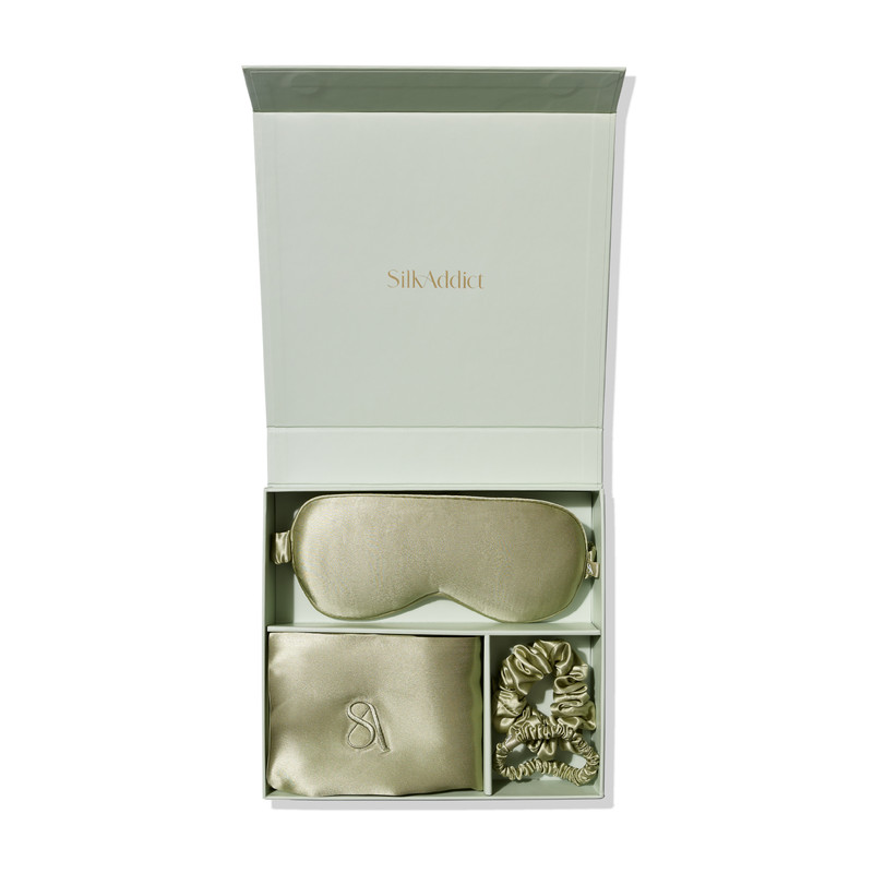 Silk Addict    Green 100% Mulberry Gift Set - Olive , BrandAlley
